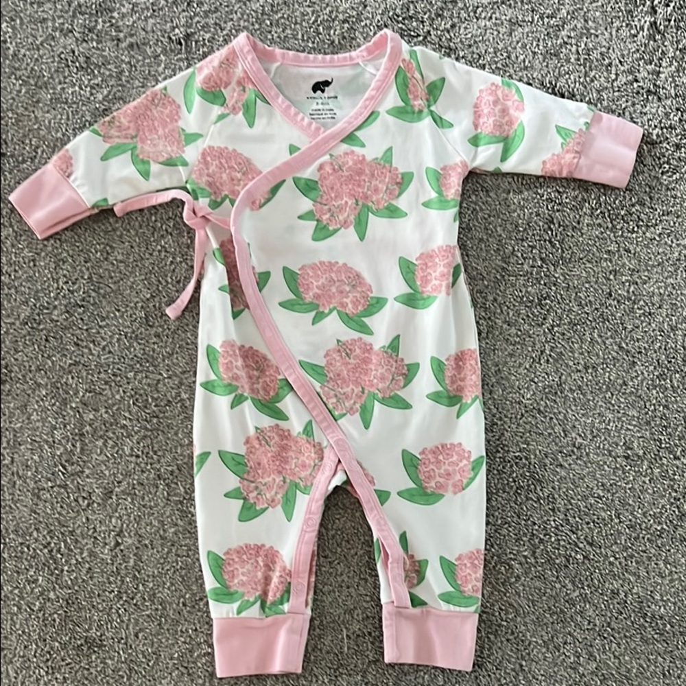 Monica + Andy Kimono Tie One Piece - Floral Pink Baby One Piece